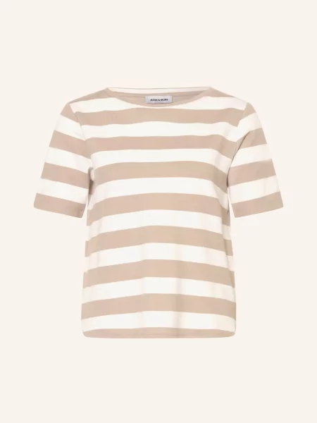 T-shirt z dodatkiem i okrągłym dekoltem More & More beżowa