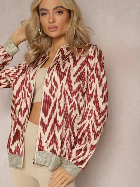 Bluză bomber strălucitoare cu bordo