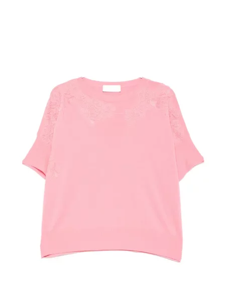 Koszulka Ermanno Firenze w kwiatki koronkowa różowa