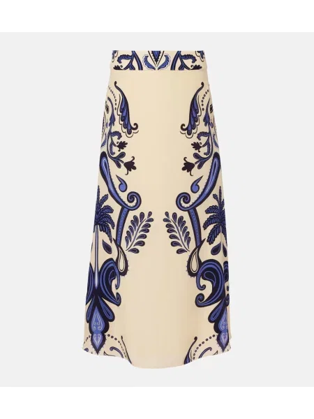 Jedwabna maksi spódnica maxi Johanna Ortiz z wzorem paisley biała