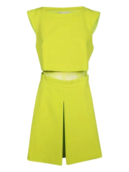 Rochie mini Ermanno Scervino plisată din dantelă de costum verde