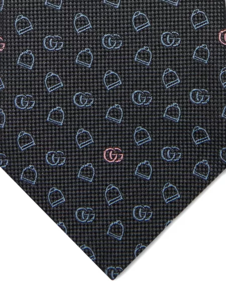 Cravată Gucci cu autograf negru