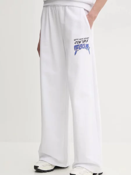 Versace Jeans Couture pantaloni de trening din femei cu imprimeu alb