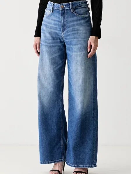 Guess blugi wide leg pentru femei BELLFLOWER albastru