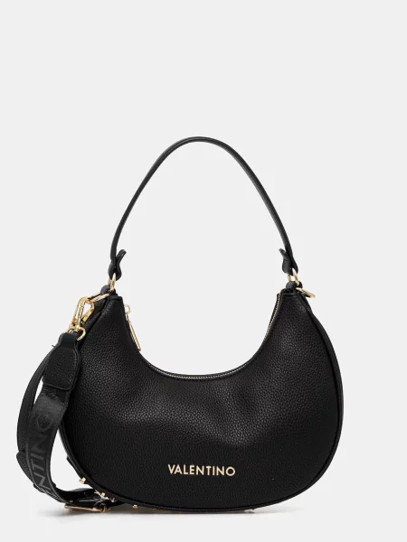 Lniana torebka Valentino Bags czarna