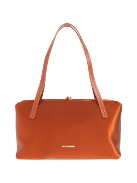 Geantă shopper Jil Sander din satin maro