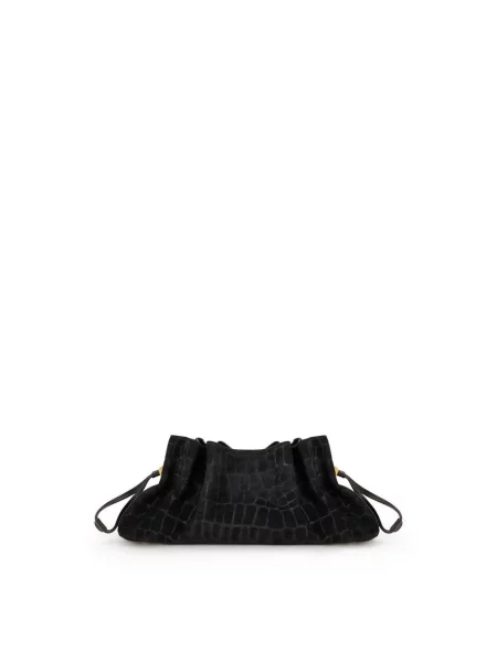 Torebka skórzana Elisabetta Franchi zamszowa czarna