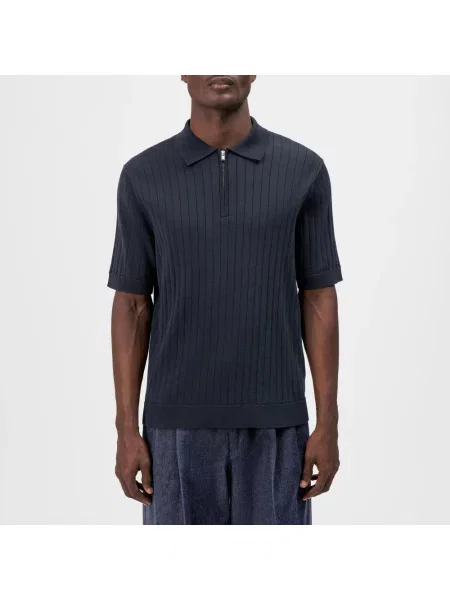 Koszulka polo o kroju regular fit z krótkim zamkiem błyskawicznym Drykorn niebieska