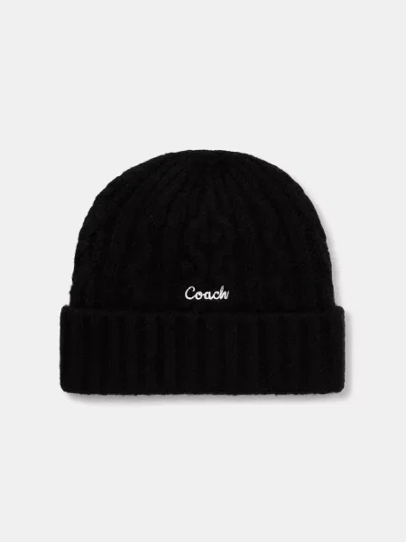 Kapa s primesjo volne Coach črna