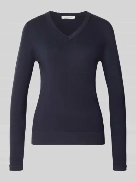 Sweter z mieszanka z dekolt w serek Christian Berg Woman granatowy