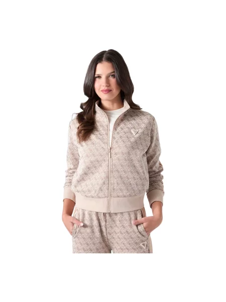 Bluza rozpinana Guess z nadrukiem beżowa