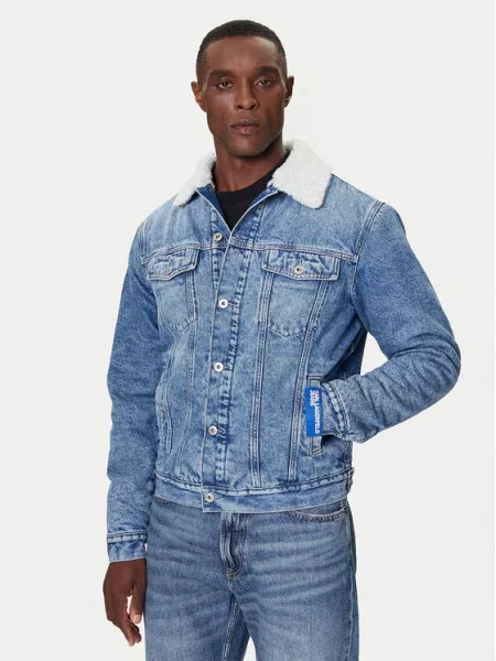 Дънково яке Karl Lagerfeld Jeans преходен модел синьо
