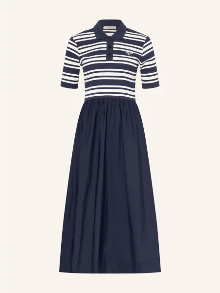 Smith & Soul Pletené Polo Šaty Z Kombinace Materiálů tmavě / režná modrá