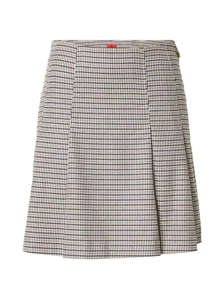 HUGO Fustă maro cămilă / negru / alb bej