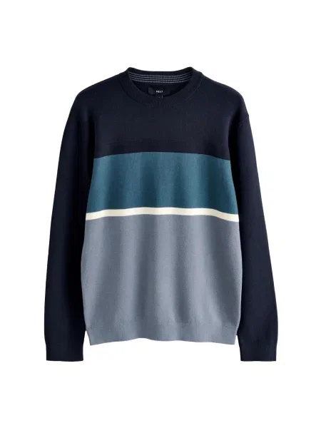 Next Pulover mornarska / golobje modra / petrol / naravno bela
