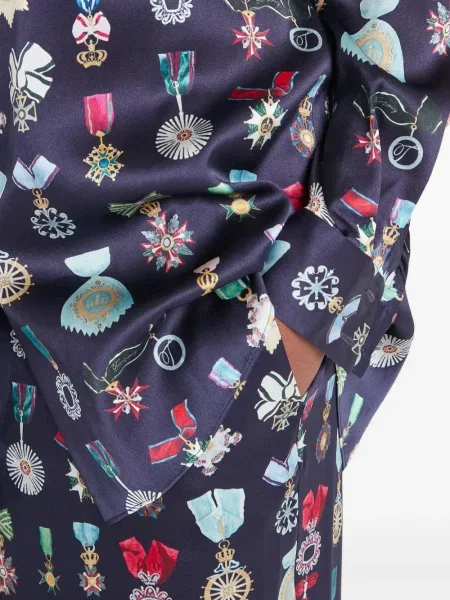 Pantaloni Temperley London de mătase albastru