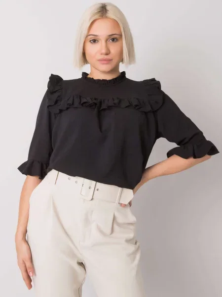 Къс блуза Fashionhunters черно