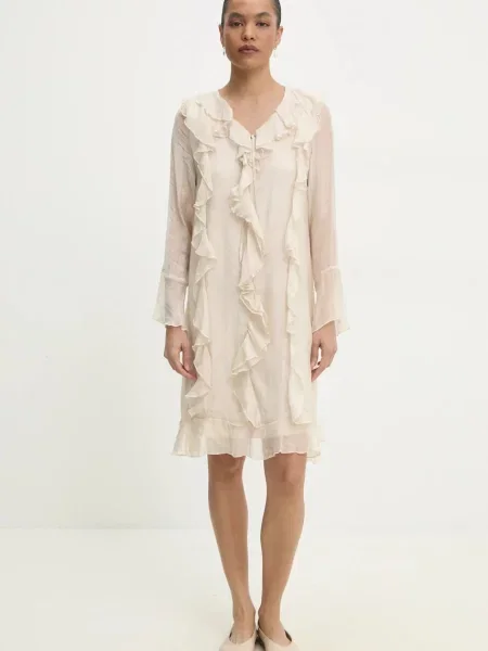 Answear Lab sukienka mini prosta beżowy