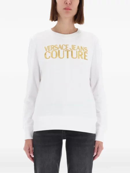 Hanorac Versace Jeans Couture cu broderie alb