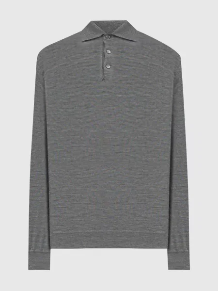 Шерстяное меланжевое поло Brunello Cucinelli серое