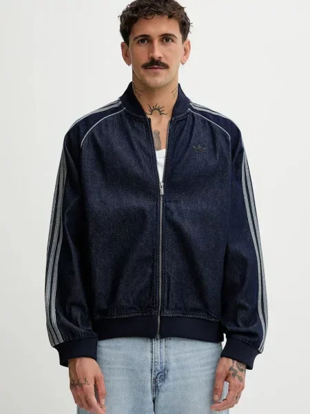 Jeans pulover adidas Originals Adicolor loose SST mornarsko modra