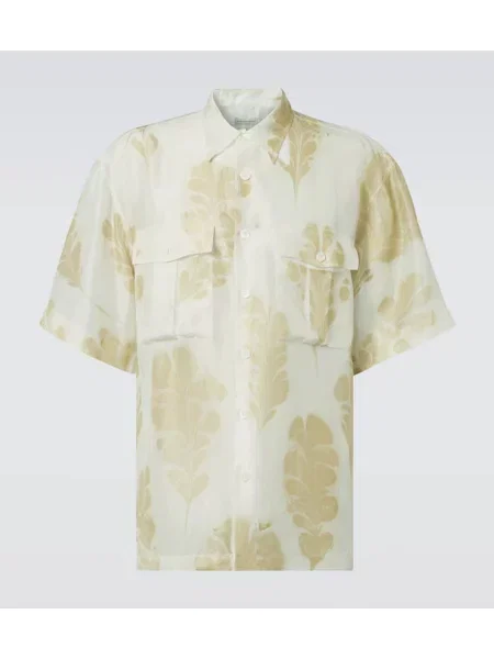 Cămașă Dries Van Noten de mătase cu imagine bej