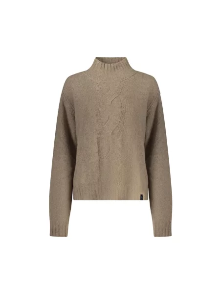 Sweter z golfem North Sails wełniany do golfa brązowy