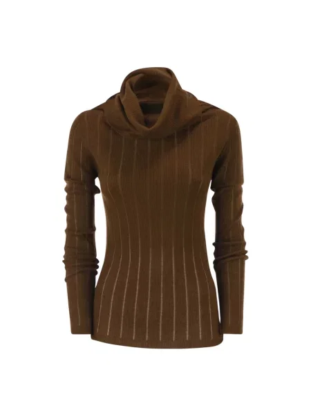 Sweter z golfem Max Mara Studio wełniany brązowy