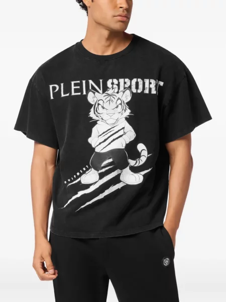 Tricou Plein Sport cu imagine cu dungi de tigru negru