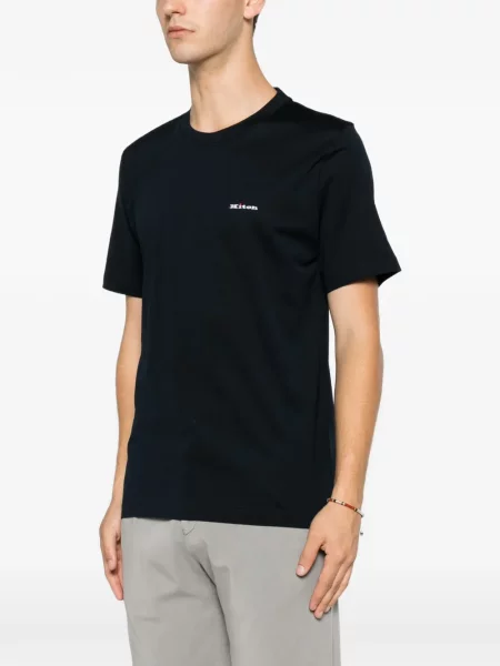 Tricou Kiton cu broderie albastru