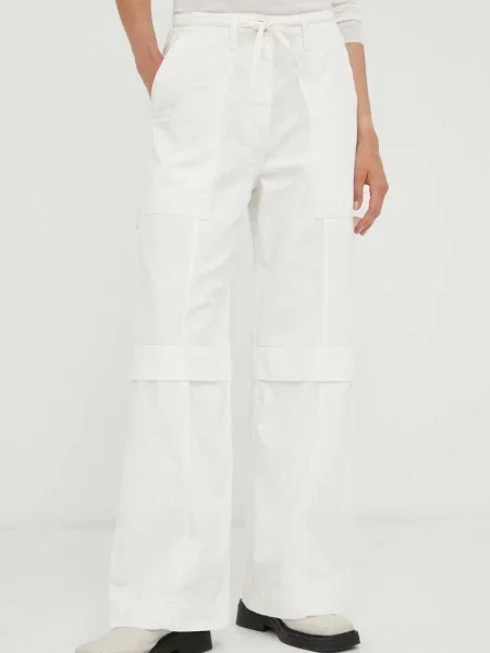 Day Birger et Mikkelsen pantaloni de lat high waist alb