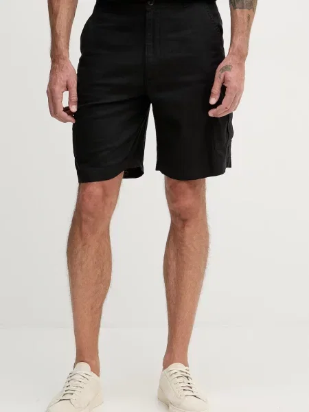Calvin Klein Jeans szorty cargo z lnem czarne