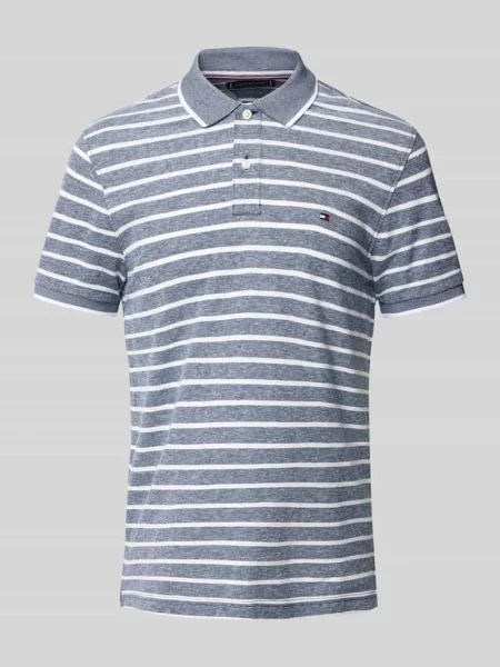Koszulka polo o kroju regular fit z mieszanki bawełny i lnu Tommy Hilfiger granatowe
