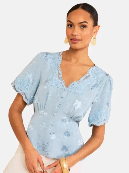 Love & roses Bluză deschis albastru