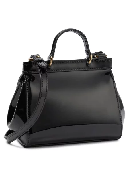 Lakierowana torebka crossbody Dolce And Gabbana skórzana czarna