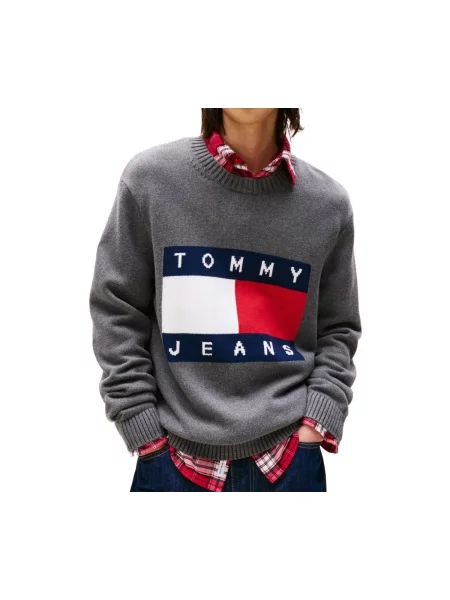 Dukserice Tommy Hilfiger s melange uzorkom siva
