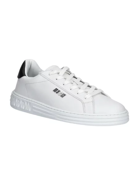 Sneakersy Msgm skórzane z logo białe