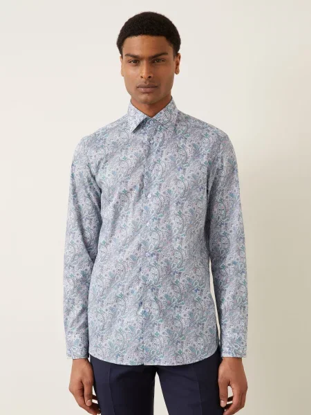 Etro Košile Slim Fit tmavě modrá / světle / zelená červená