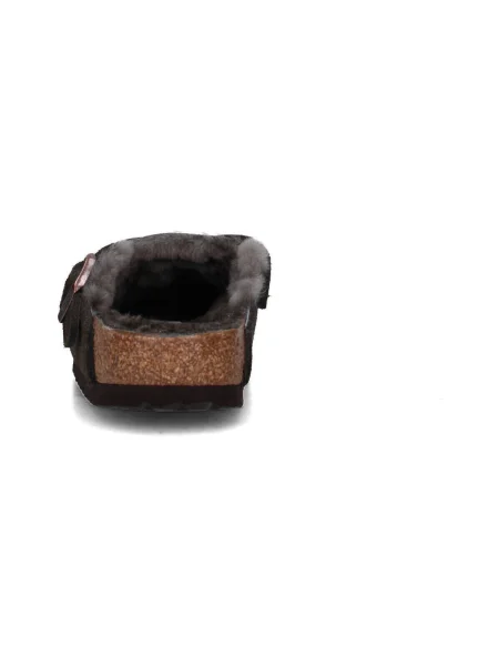 Pantofi Birkenstock cu blană maro