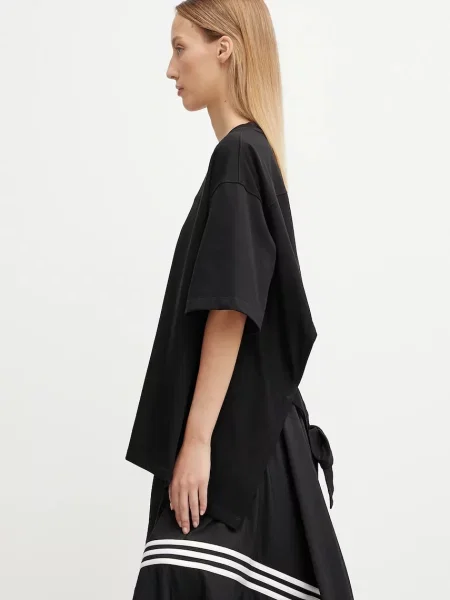GANNI t-shirt Heavy Cotton Drop Shoulder Open Back damski czarny