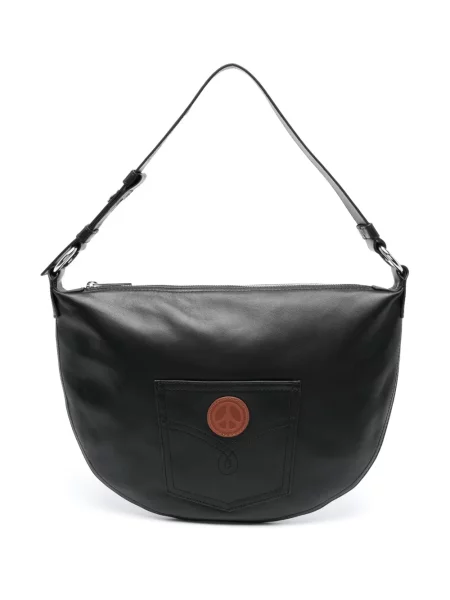 Torebka skórzana Moschino Jeans skórzana czarna