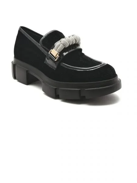 Pollini Mocasini cu adaos de piele negru