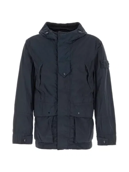 Geacă parka Stone Island cu glugă cu strasuri albastru