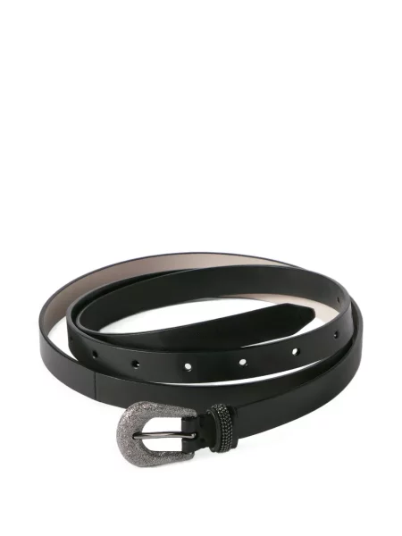 Cu centură curea Brunello Cucinelli din piele cu cataramă negru