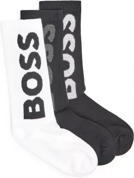 Boss Bodywear Șosete 3P QS Rib Logo CC alb