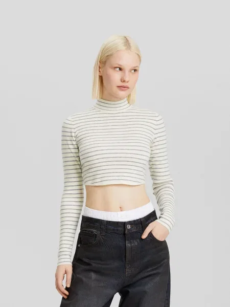 Bershka Sveter / svetlosivá sivá