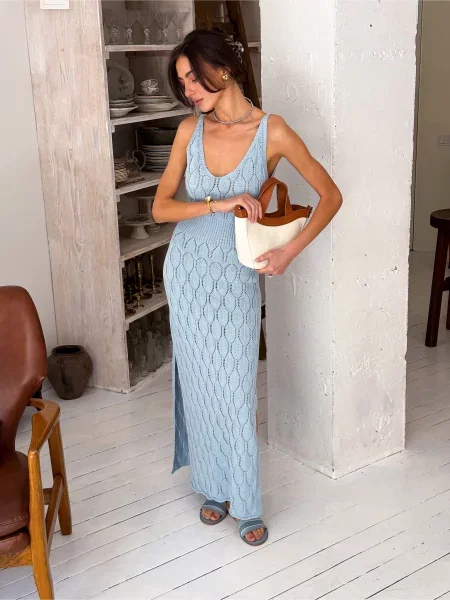 Трикотажный сарафан Art Knit голубой