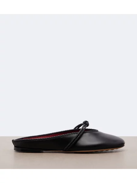 Usnjene mules Bottega Veneta črna