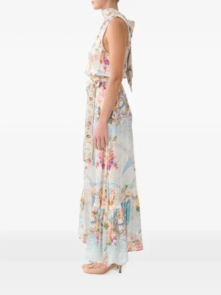 Rochie maxi Camilla de mătase cu model floral cu imagine