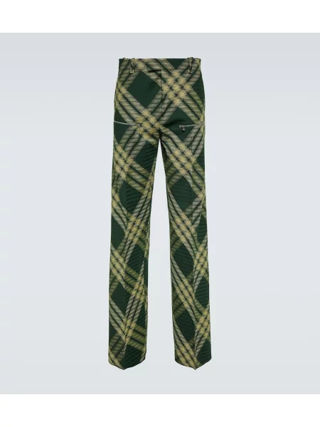 Volneni kariraste hlače Burberry s karirastim vzorcem zelena